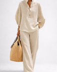 Vienna | Elegant Wide Leg and Collar 2 Piece Set