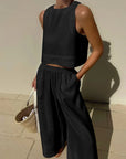 Karina | Casual Sleeveless Capri Pants Set