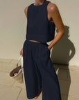 Karina | Casual Sleeveless Capri Pants Set