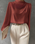 Maureen | Elegant Draped Long-Sleeve Blouse