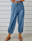 High Waist Wide Leg Cotton Pants