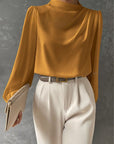 Maureen | Elegant Draped Long-Sleeve Blouse