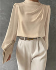 Maureen | Elegant Draped Long-Sleeve Blouse