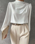 Maureen | Elegant Draped Long-Sleeve Blouse