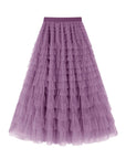 Flowy Layered Mesh Midi Skirt