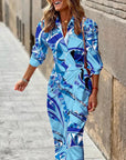 Striped Print Long Shirt Dress