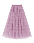 Flowy Layered Mesh Midi Skirt