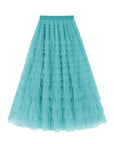 Flowy Layered Mesh Midi Skirt