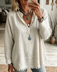 Olive | Relaxed V-Neck Tunic Blouse