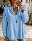 Olive | Relaxed V-Neck Tunic Blouse