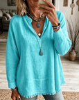 Olive | Relaxed V-Neck Tunic Blouse