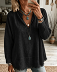 Olive | Relaxed V-Neck Tunic Blouse