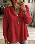 Olive | Relaxed V-Neck Tunic Blouse