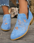 Isadora | Embroidered Low-Heel Ankle Boots