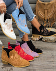 Isadora | Embroidered Low-Heel Ankle Boots
