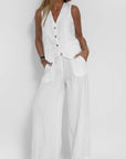 Lauren | Sleeveless V-Neck Vest & Wide-Leg Pants Set