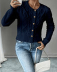 Eleanora | Cable-Knit Button-Front Cardigan