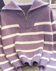 Sabina | Striped Quarter-Zip Sweater