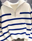 Sabina | Striped Quarter-Zip Sweater