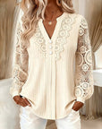 Rosetta | Lace-Trimmed Long Sleeve Blouse