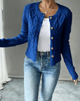 Eleanora | Cable-Knit Button-Front Cardigan