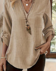 Isabel | Refined V-Neck Roll-Sleeve Top
