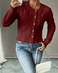 Eleanora | Cable-Knit Button-Front Cardigan