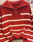 Sabina | Striped Quarter-Zip Sweater