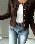 Eleanora | Cable-Knit Button-Front Cardigan