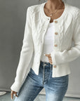 Eleanora | Cable-Knit Button-Front Cardigan