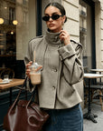 Marguerite | Stand-Collar Houndstooth Jacket