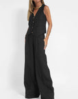 Lauren | Sleeveless V-Neck Vest & Wide-Leg Pants Set