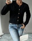 Eleanora | Cable-Knit Button-Front Cardigan
