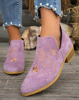 Isadora | Embroidered Low-Heel Ankle Boots