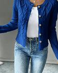 Eleanora | Cable-Knit Button-Front Cardigan