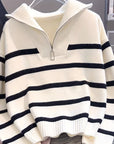 Sabina | Striped Quarter-Zip Sweater
