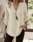 Isabel | Refined V-Neck Roll-Sleeve Top