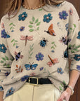 Elsie | Botanical Print Crewneck Sweater