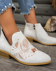 Isadora | Embroidered Low-Heel Ankle Boots