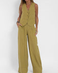 Lauren | Sleeveless V-Neck Vest & Wide-Leg Pants Set