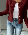 Eleanora | Cable-Knit Button-Front Cardigan