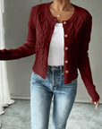 Eleanora | Cable-Knit Button-Front Cardigan