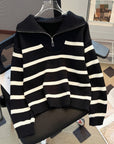 Sabina | Striped Quarter-Zip Sweater