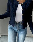 Eleanora | Cable-Knit Button-Front Cardigan