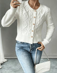 Eleanora | Cable-Knit Button-Front Cardigan