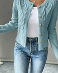 Eleanora | Cable-Knit Button-Front Cardigan