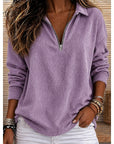 Genevra | Ribbed Quarter-Zip Pullover Top