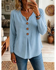 Katherine | Buttoned V-Neck Top