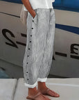 Kendall | Lightweight Stripe Buttoned Trousers