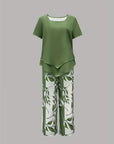 Summer | Casual Leaf Print Two Piece Set